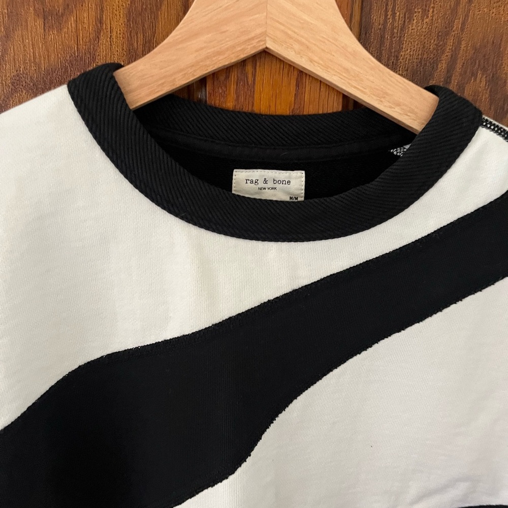 Rag & Bone Black and White Colorblock Cotton Crewneck Sweatshirt Like New size M - Picture 5 of 10